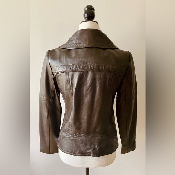 Soia & Kyo Soft Chocolate Brown Motorcycle Style Leather Zip Up Jacket - Picture 3 of 13